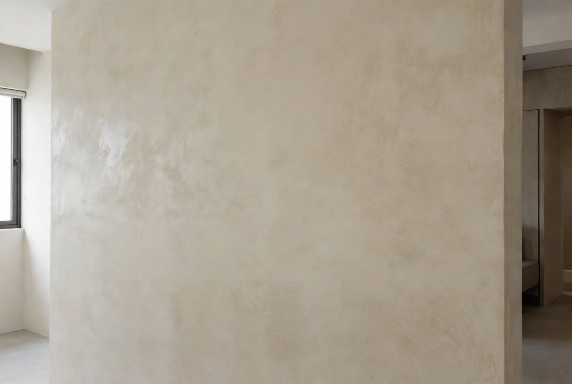 Limewash textured feature wall in a Singapore home