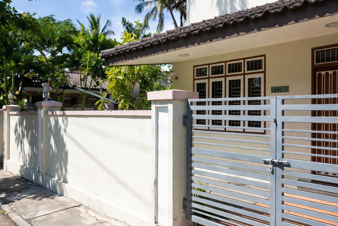 Exterior façade and gate of a landed home
